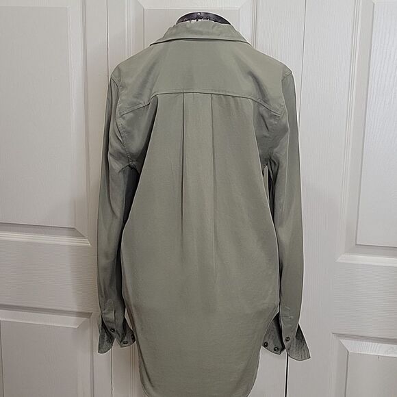 ANTHROPOLOGIE Olive Green Wrap Blouse Size 2 - Picture 4 of 7